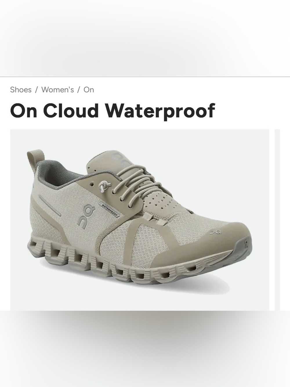 On Running Cloud Waterproof Men's Running Shoes — Light Taupe